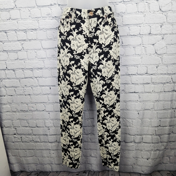 7 For All Mankind Size 28 Jeans Black Paisley Lace - Picture 4 of 6